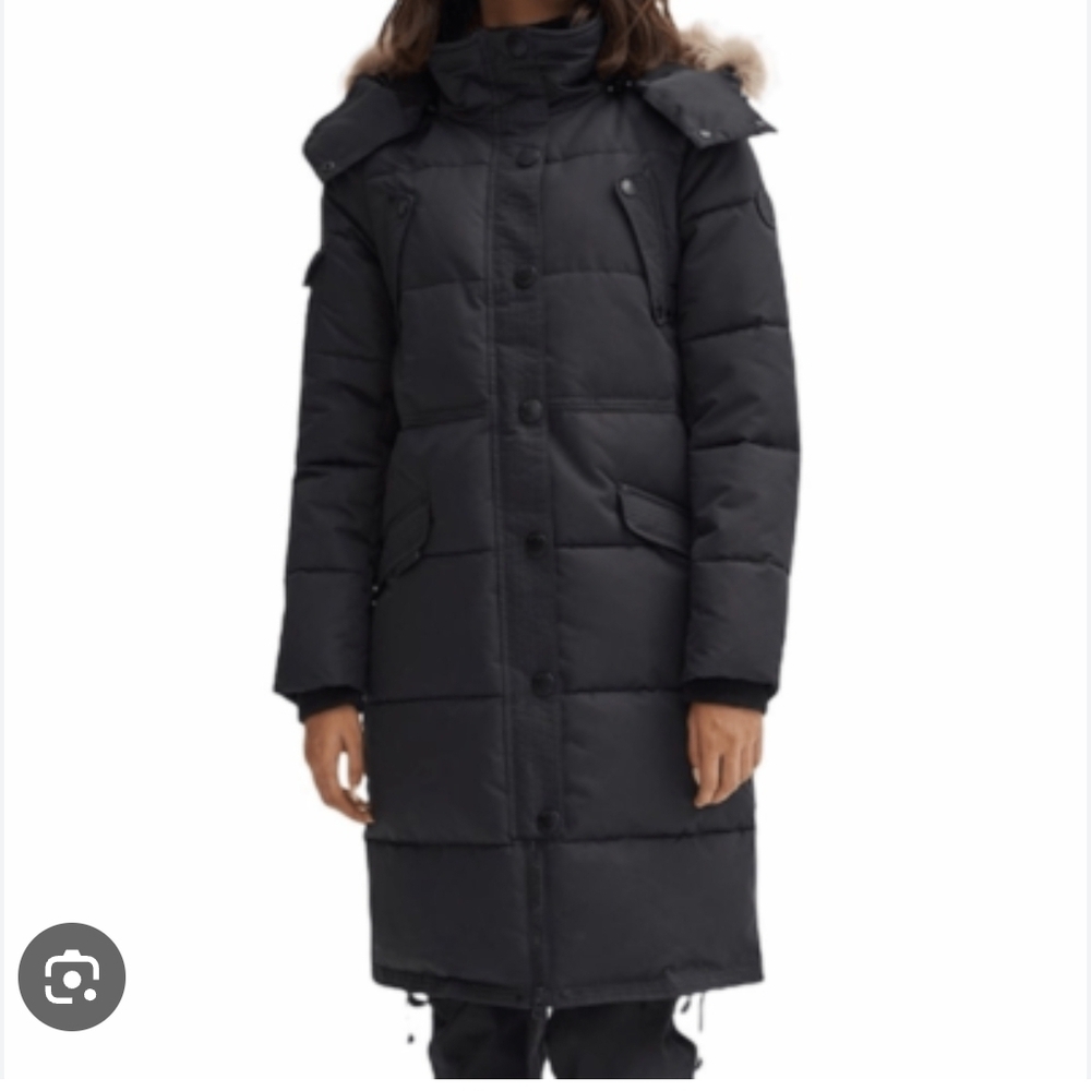 Noize Charcoal Puffer Jacket with Faux Fur Hood